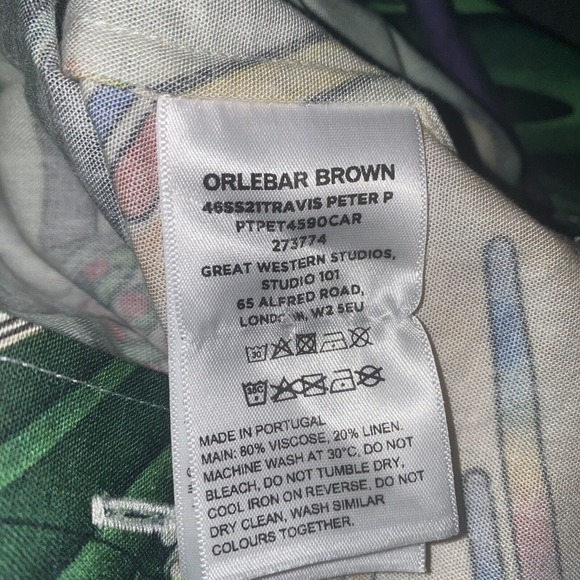Orlebar Brown Button Up Shirt Mens Size Medium Vehicle Resort Wear Tropical - Picture 5 of 7